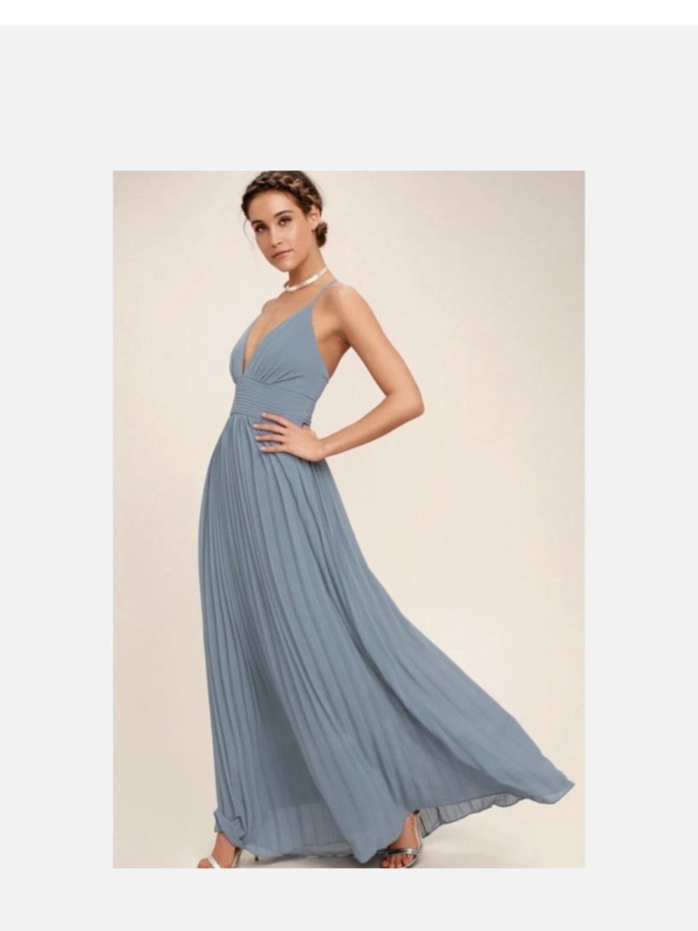 NWT Lulus Depths of my love Dusty Blue Maxi Dress